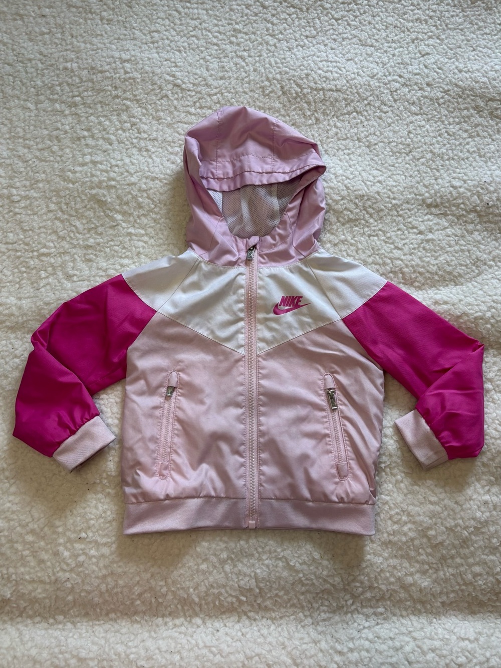 Nike Girls Pink Color Block Full Zip Windbreaker Jacket